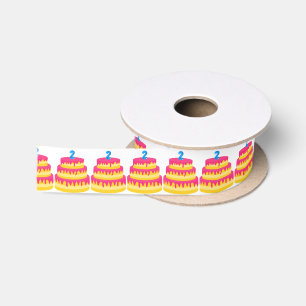 2nd Birthday Pink Cake Satin Ribbon