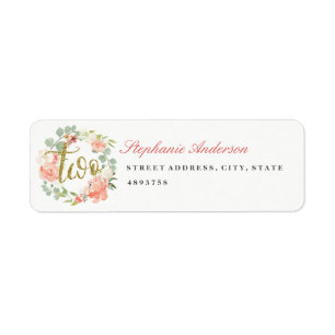 2nd Birthday Pink Gold Wreath Address Label