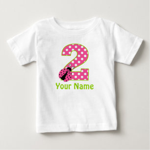 2nd Birthday Pink Green Ladybug Personalised Shirt