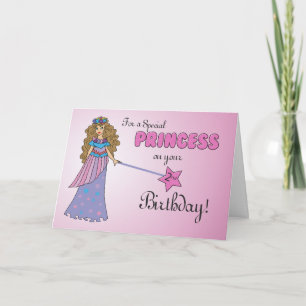 2nd Birthday Pink Princess with Sparkly-Look Wand Card