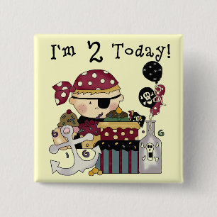 2nd Birthday Pirate Tshirts and Gifts 15 Cm Square Badge