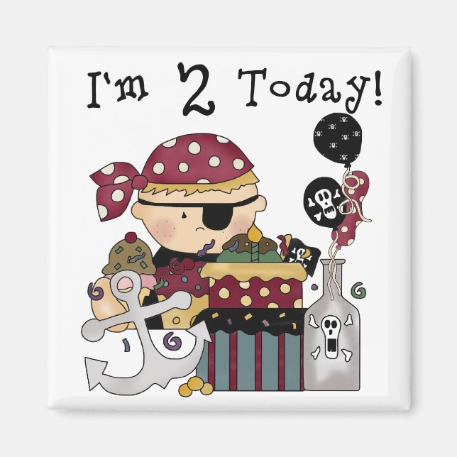 2nd  Birthday Pirate Tshirts and Gifts Magnet (Front)