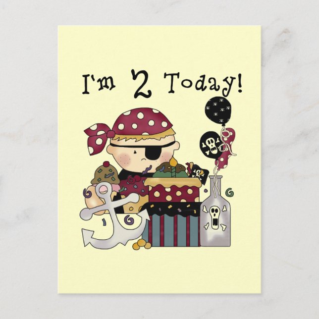 2nd  Birthday Pirate Tshirts and Gifts Postcard (Front)