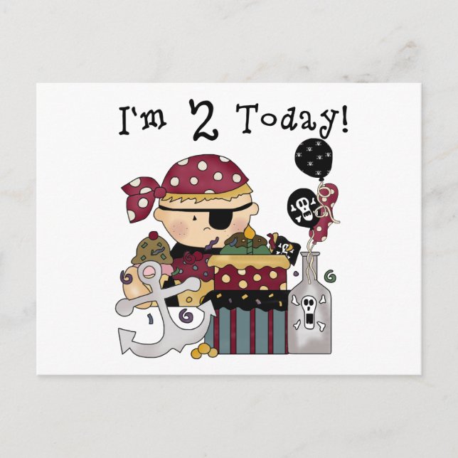 2nd  Birthday Pirate Tshirts and Gifts Postcard (Front)