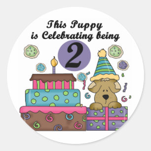 2nd Birthday Puppy Tshirts and Gifts Classic Round Sticker