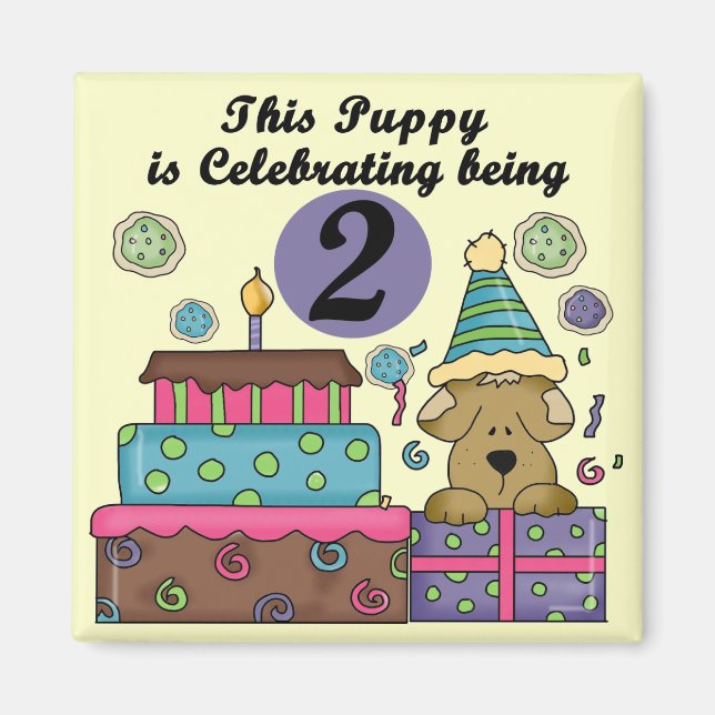 2nd Birthday Puppy Tshirts and Gifts Magnet (Front)