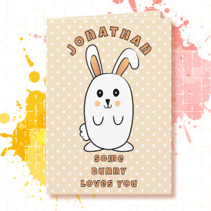 2nd Birthday Rabbit Cartoon Some Bunny Loves You  Card