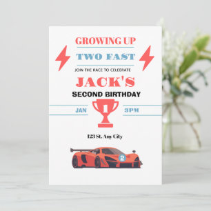 2nd Birthday Race Car Invitation for Boy
