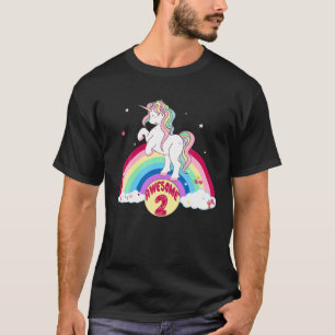 2Nd Birthday Rainbow Unicorn Awesome Outfit Party T-Shirt