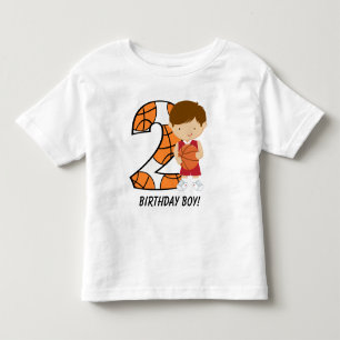 2nd Birthday Red and White Basketball Player Toddler T-Shirt
