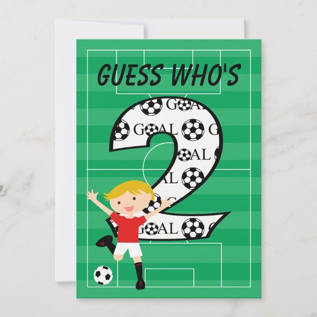 2nd Birthday Red and White Soccer Goal Invitation (Front)