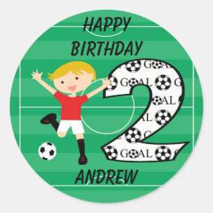 2nd Birthday Red and White Soccer Goal Stickers