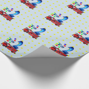 2nd Birthday red fire truck Wrapping Paper
