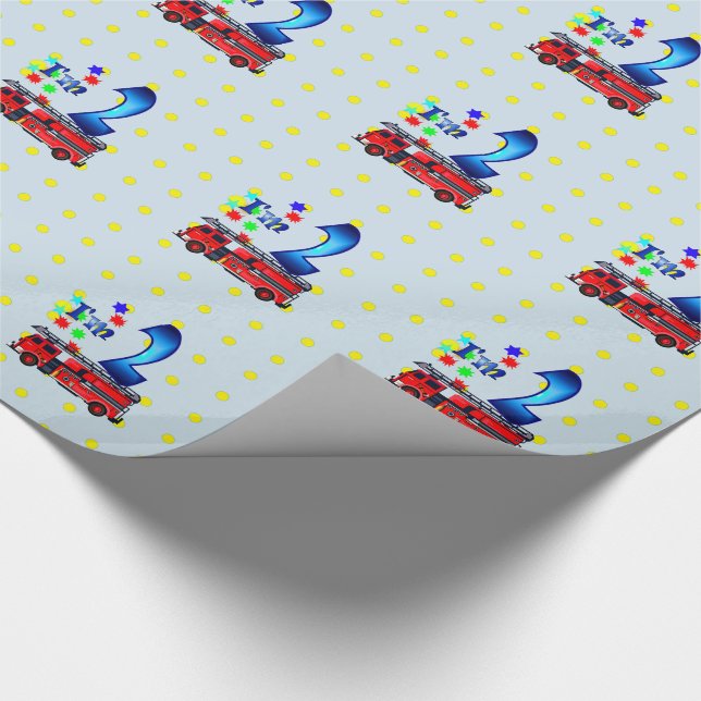 2nd Birthday red fire truck Wrapping Paper (Corner)