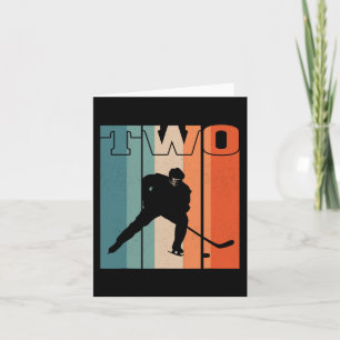 2nd Birthday Retro Ice Hockey 2 Years Old Boy Girl Card