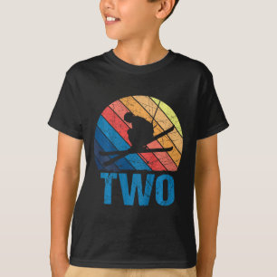 2nd Birthday Retro Ski Skiing 2 Year Old Boys Girl T-Shirt