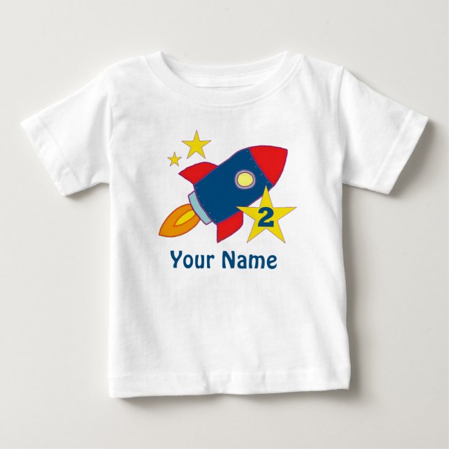 2nd Birthday Rocket Personalised T-shirt (Front)