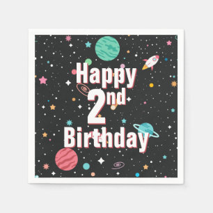 2nd Birthday Rocket Ships and Planets  Napkin