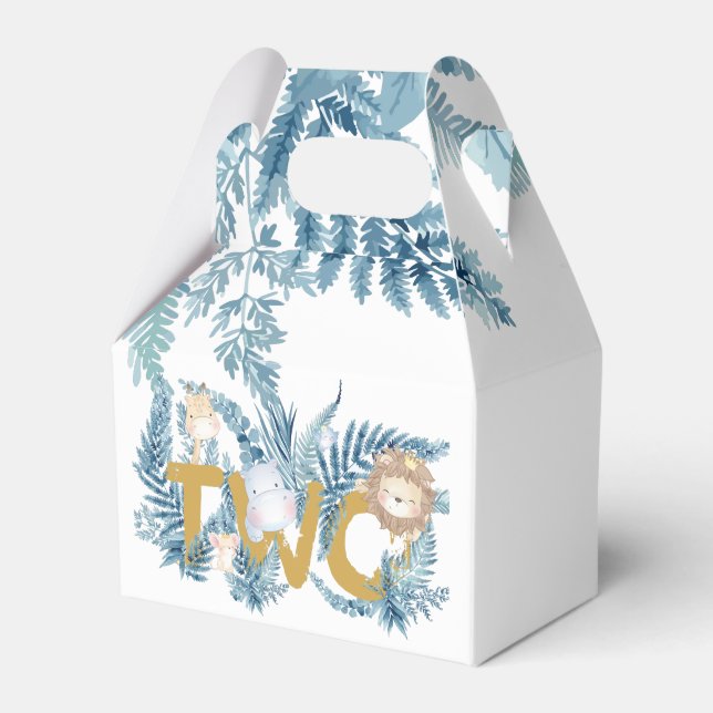 2nd Birthday Safari Animals Exotic Personalised Favour Box (Front Side)