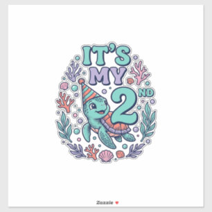 2nd Birthday Sea Turtle Vintage Engraving Design_1