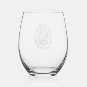 2nd Birthday Sea Turtle Vintage Engraving Design_1 Stemless Wine Glass