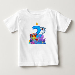 2nd Birthday Shark & Treasure Chest Ocean Theme Baby T-Shirt