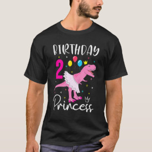 2nd Birthday Shirt Birthday Girl Pink T Rex Kids 2
