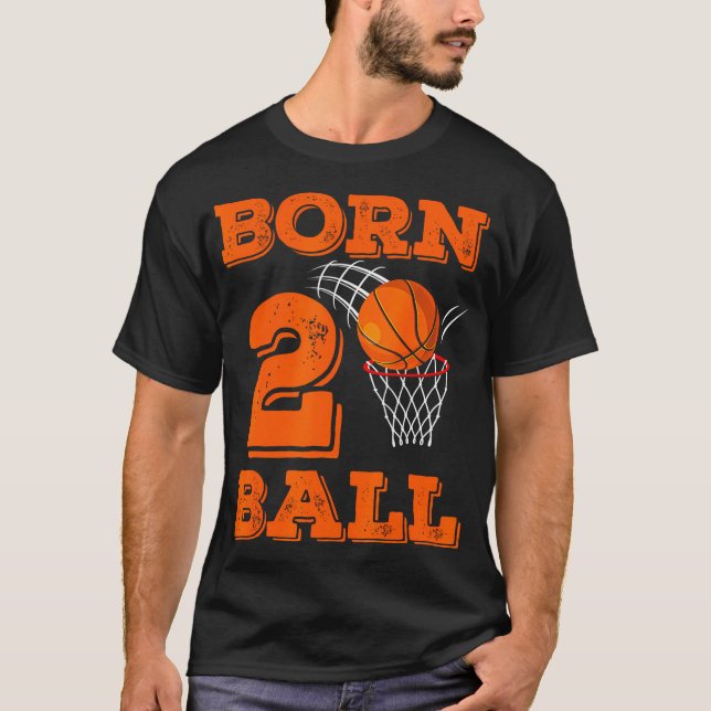 2Nd Birthday Shirt Boy Born 2 Ball Basketball Spor (Front)