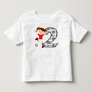 2nd Birthday Soccer Girl Red and White Toddler T-Shirt