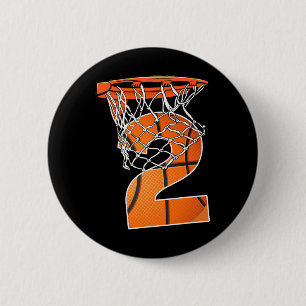 2nd Birthday Sport 2 Years Old Basketball 2 Boys K 6 Cm Round Badge