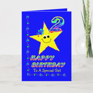 2nd Birthday Star for Girl Card