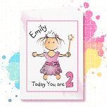 2nd Birthday Sweet Pink Little Princess Cartoon Card<br><div class="desc">Wish that sweet toddler a precious 2nd birthday with this card that you can personalise</div>
