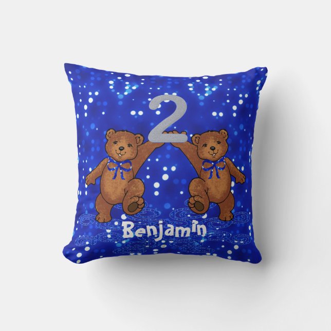 2nd Birthday Teddy Bears Cushion (Front)