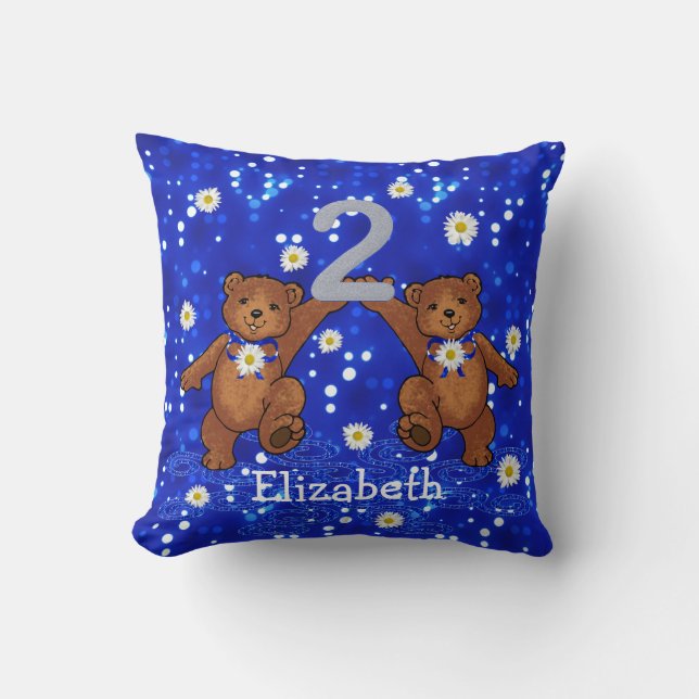 2nd Birthday Teddy Bears Cushion (Front)