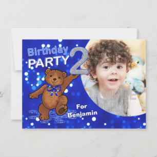 2nd Birthday Teddy Bears Party, Custom Photo Invitation