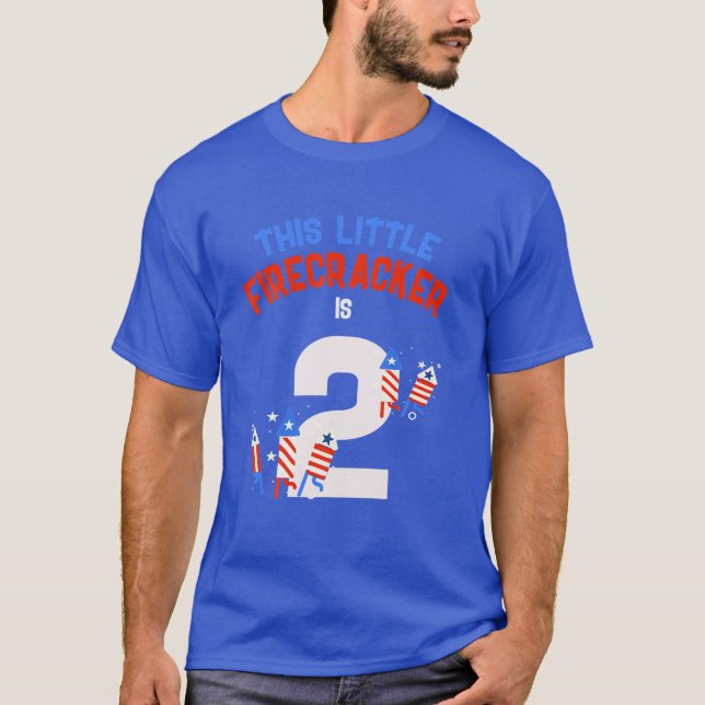 2Nd Birthday This Little FIRECRACKER Is 2 Firework T-Shirt (Front)