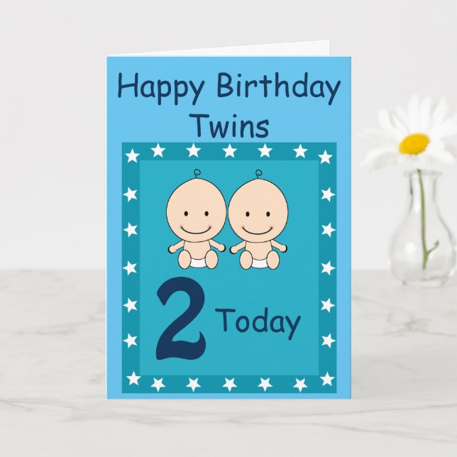 2nd Birthday Twin Boys  Card (Small Plant)