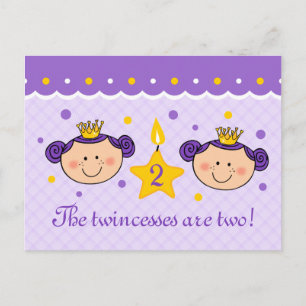 2nd Birthday Twincess Invitation Postcard