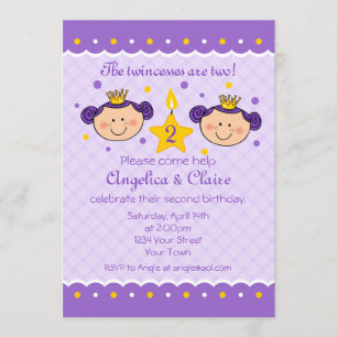 2nd Birthday Twincess Party Invitation