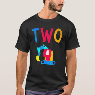 2nd Birthday Two 2 Years Old Boy Construction Truc T-Shirt