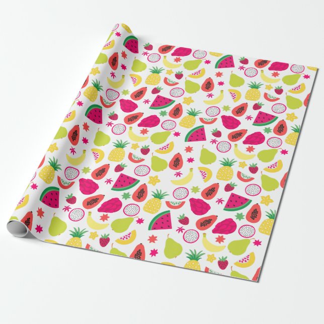 2nd Birthday Two-tti Frutti Fruit Birthday Party Wrapping Paper (Unrolled)