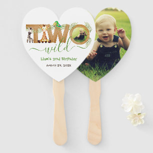  2nd Birthday Two Wild Safari Animals Jungle Photo Hand Fan