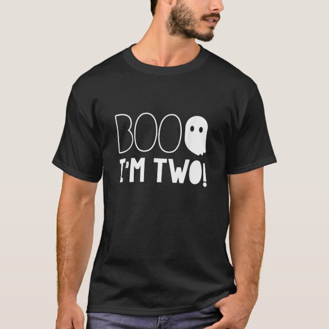 2nd Birthday Two Year Old Boo I m Two Halloween Gh T-Shirt (Front)