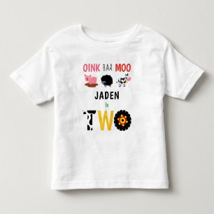 2nd Birthday Two Year Old Farm Birthday Toddler T-Shirt