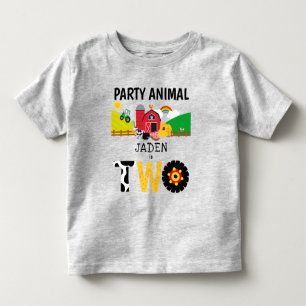 2nd Birthday Two Year Old Farm Party Animal Toddler T-Shirt