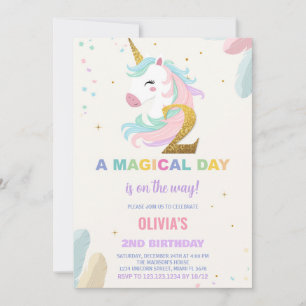 2nd Birthday Unicorn Birthday Invitations