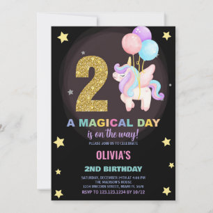 2nd Birthday Unicorn Birthday Invitations