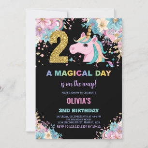 2nd Birthday Unicorn Birthday Invitations