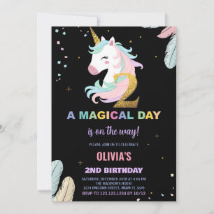2nd Birthday Unicorn Birthday Invitations