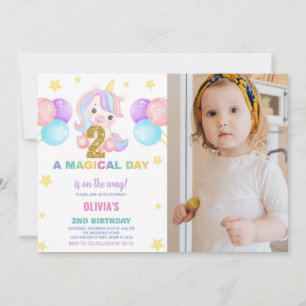 2nd Birthday Unicorn Birthday Invitations photo